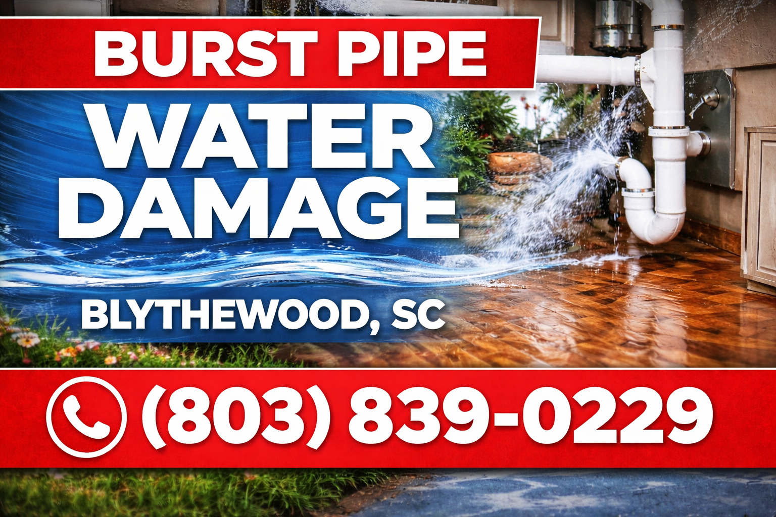 Burst Pipe Water Damage in Blythewood? We Come Right to Your Door