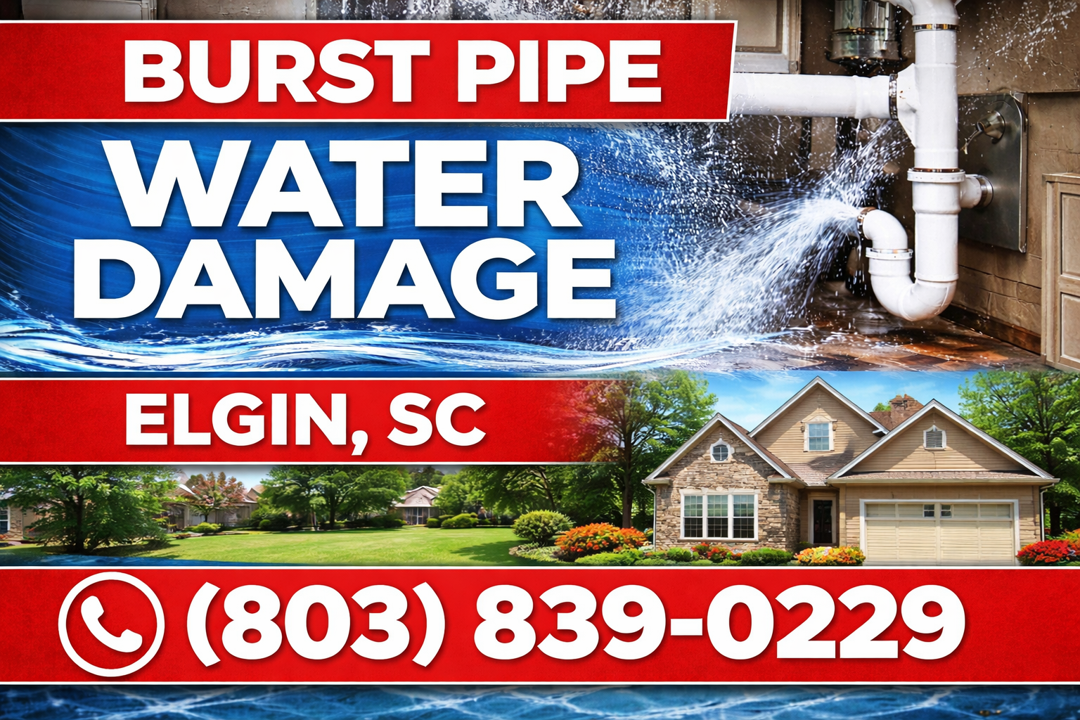 Burst Pipe Water Damage in Elgin? We Come Straight to You