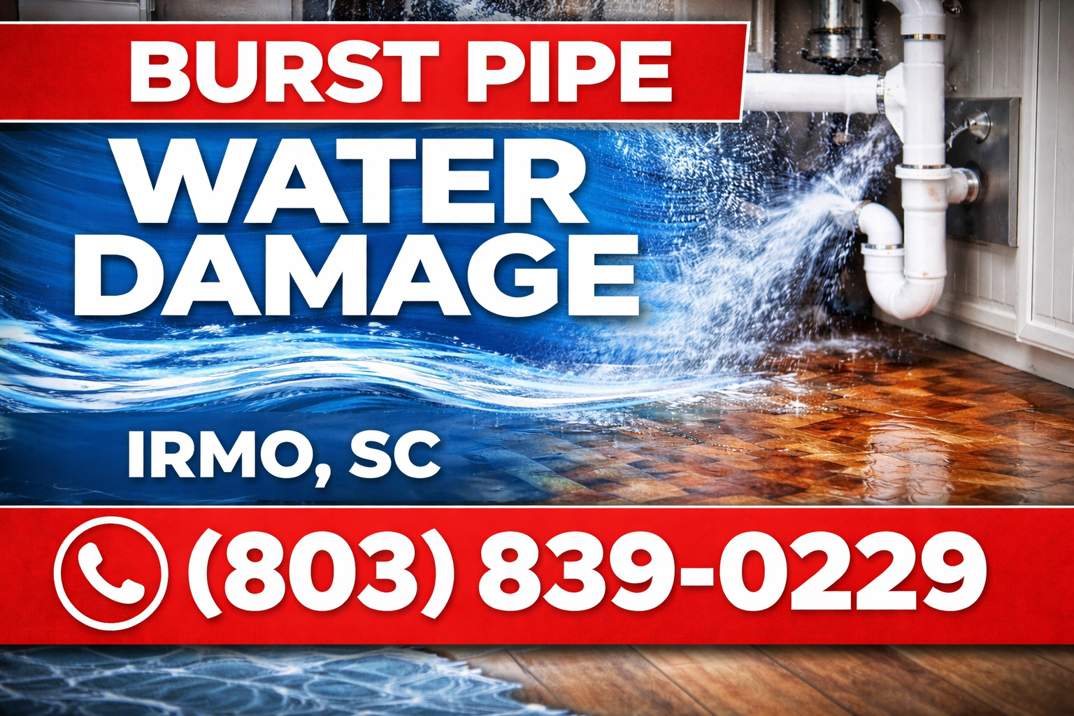 Burst Pipe Water Damage in Irmo? We Rush Straight to Your Door