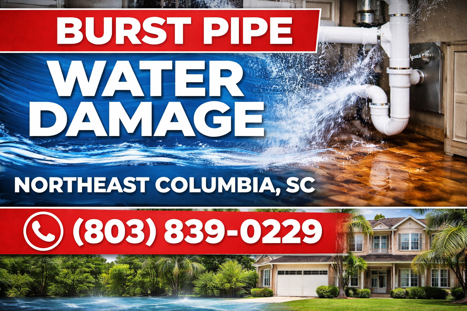 Burst Pipe Water Damage in Northeast Columbia? We Come Right to You